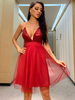 Robes Courtes Femmes en Paillettes et Dentelles à Col Décolleté en V Coupe Cintrée Bas Evasée Unicolore Sexy