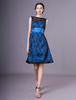 Robes dinvité de mariage dentelle courte bleue Ceinture Une robe de cocktail en ligne
