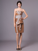 Robes dinvité de mariage Robe de soirée cocktail sans bretelles en taffetas longueur genou plissé