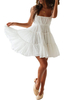 Robes dété blanches Robe sans manches évasée sexy