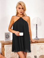 Robes Décontractées Sans Manches Bretelles Décontractées Cou Dos Nu Polyester Robe Tube Noire
