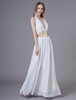Robes de bal blanches licou v - cou robe dos nu perlée maxi robe de soirée