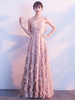 Robes de bal Blush Rose Long Halter plumes sans manches étage longueur robe de Graduation