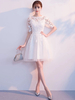 Robes de bal courtes robe de retour en dentelle tutu robe de graduation manches demi