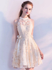 Robes de bal courtes Robe de soirée Champagne Bows Applique Robe de graduation