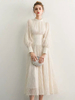 Robes de bal de cocktail à manches longues en dentelle longueur de thé robe dinvité de mariage