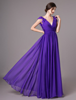 Robes de bal lavande cou mousseline de soie dos nu fleurs longue robe de demoiselle