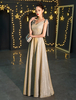 Robes de bal longues paillettes champagne col V maxi robes de soirée