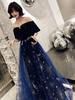 Robes de bal robe constellation longue tulle velours patchwork volants paillettes maxi robe de soirée