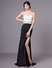 Robes de bal sans bretelles perles haute split robe de soirée sexy