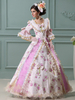 Robes de boule Rococo de la princesse Costume rétro robe rose Floral Maxi Vintage Costume féminin Halloween