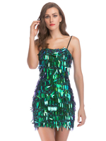 Robes de Clubs Femmes Courtes en Paillettes Moulantes avec Bretelles à Col Carré avec Dos Nu Coupe Cintrée Unicolore Sexy