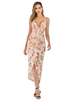 Robes de Clubs Femmes Longues Femmes en Paillettes à Col V sans Manches Moulantes Coupe Cintrée Décors avec Franges Fente Latérale avec Dos Nu à Lacets Croisés Sexy