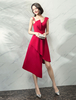 Robes de cocktail 2021 bordeaux asymétrique en satin robe d\