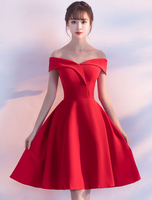 Robes de cocktail 2021 en satin rouge Hors de l