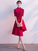 Robes de cocktail bourgogne stand col demi-manches asymétrique une robe de soirée en ligne