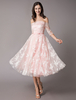 Robes de cocktail en dentelle de lépaule robe de bal courte rose douce manches demi