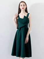 Robes de cocktail en satin une ligne robe de soirée de longueur de thé