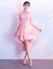 Robes de cocktail haute bas rose dentelle manches moitié robes de soirée