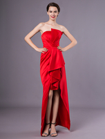 Robes de cocktail robe fourreau de mariage plissée asymétrique gaine asymétrique rouge