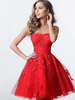 Robes de cocktail rouges Mini robe bustier en dentelle Robe de soirée sexy