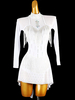 Robes de danse latine blanc femmes frange strass dos nu élégant Lycra Spandex robe vêtements de danse