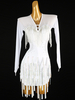 Robes de danse latine blanc femmes Lycra Spandex robe dos nu élégant paillettes frange danseuse latine vêtements de danse