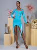 Robes de danse latine bleu ciel clair ensemble asymétrique à volants pour femmes robe élégante en Polyester vêtements de danse