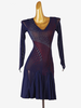 Robes De Danse Latine Bleu Marine Foncé Femmes Costume De Danse Manches Longues
