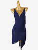 Robes de danse latine bleu marine foncé robe en Lycra et spandex pour femmes vêtements de danse Sexy pour danseuse latine