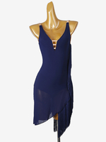 Robes de danse latine bleu marine foncé robe en Lycra et spandex pour femmes vêtements de danse Sexy pour danseuse latine
