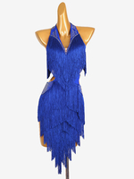Robes De Danse Latine Bleu Royal Femmes Robe À Franges Costume De Danse
