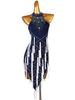 Robes de danse latine Deep Blue Womens Lycra Spandex Dress Latin Dancer Dance Wear
