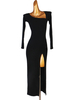 Robes de danse latine Ensemble pour femmes noires Robe en lycra Spandex Vêtements de danse