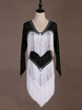 Robes de danse latine femmes blanches robe clouté frange costume de danse danseur Déguisements Halloween