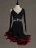 Robes de danse latine femmes manches longues perlée de volants costumes de danse Déguisements Halloween
