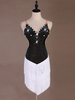 Robes de danse latine Femmes noires Fringe perlé Danseuse latine portant des vêtements Déguisements Halloween