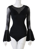 Robes de danse latine Femmes noires Lycra Spandex Top Bell Sleeve Latin Dancer Dancing Costume Déguisements Halloween