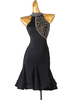 Robes de danse latine femmes noires strass moulante Sexy robe en Polyester Costume de danse