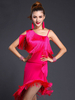 Robes de danse latine femmes roses frange robe de conception irrégulière vêtements de danse Déguisements Halloween