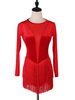 Robes de danse latine frange rouge femmes costume de danse Déguisements Halloween