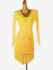 Robes De Danse Latine Jaune Femmes Manches Longues Robe Costume De Danse