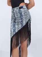 Robes de danse latine Jupe en polyester noire pour hommes Frange élégante irrégulière Vêtements de danse pour danseurs latins