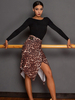Robes de danse latine marron café ensemble dos nu pour femmes haut et jupe en Polyester Sexy Costume de danse