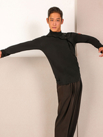 Robes de danse latine Noir Hommes Modal Top Latin Dancer Dancing Wear Déguisements Halloween