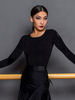 Robes de danse latine noires pour femmes haut élégant en Polyester Costume de danse