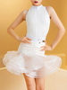 Robes de danse latine pour filles blanches haut en Lycra et Spandex jupe élégante à volants vêtements de danse