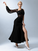 Robes de danse latine pour filles noires jupe fendue sur le devant jupe Sexy en Polyester Costume de danse