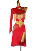 Robes de danse latine Robe de danse Lycra Spandex pour femme rouge