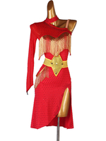 Robes de danse latine Robe de danse Lycra Spandex pour femme rouge